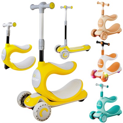 Самокат каталка, качалка 3 в1 3-х  кол.130 мм светящ. PU 141-21-4 - фото 69867576