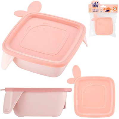 Детская тарелка Lalababy Play with Me Wolfie с мягкой крышкой персиковая карамель LA134312040 - фото 69868054