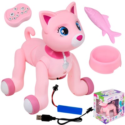 Кошка на радиоуправлении ZYB-B2997-5 Умный питомец свет, звук в коробке - фото 69868287