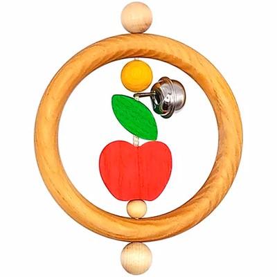 Деревянная Погремушка Яблоко с бубенчиком 03030 - фото 69868920