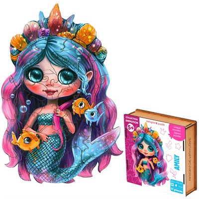 Деревянный Пазл 50 Русалочка Эмили MPZCA43-M - фото 69868940