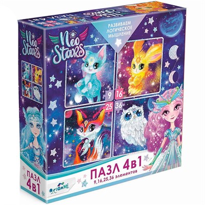 Пазл 4 в 1 9-16-25-36 Neo Stars.Любимые питомцы 08290 - фото 69869043