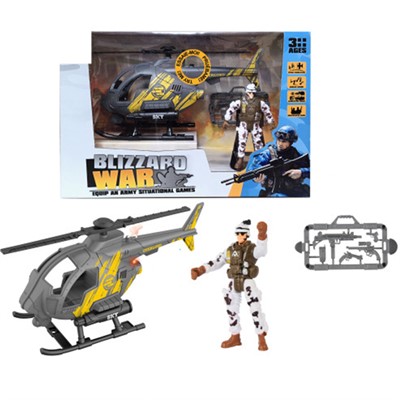 Набор Военный 6663A вертолет, солдат, аксесс в кор. - фото 69870096