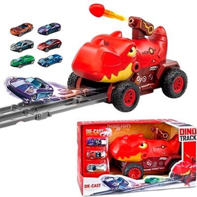 Автотрек CY-2222A Динозавр с набором машин в кор. - фото 69870337