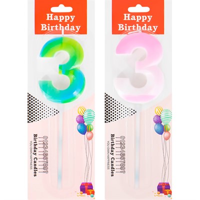 Свеча для торта Цифра 3 в ассорт. FG240525064L-4 - фото 69870419