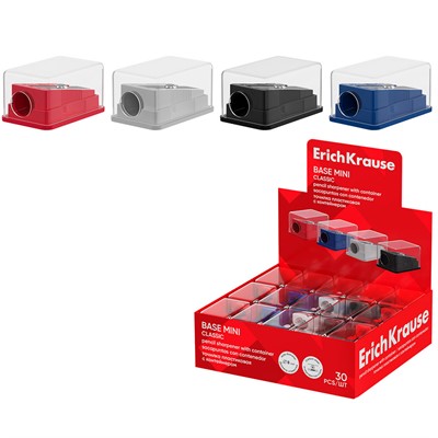 Точилка пластик Base Mini, Classic, с контейнером ассорти 60079 ErichKrause - фото 69870900