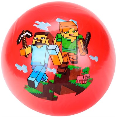Мяч 23см майнкрафт с наклейкой, в сетке AD-9(MNCT) - фото 69871735