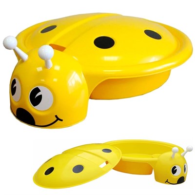 Песочница-бассеин Божья коровка с крышкой, желтая Пл-С203 - фото 69871760
