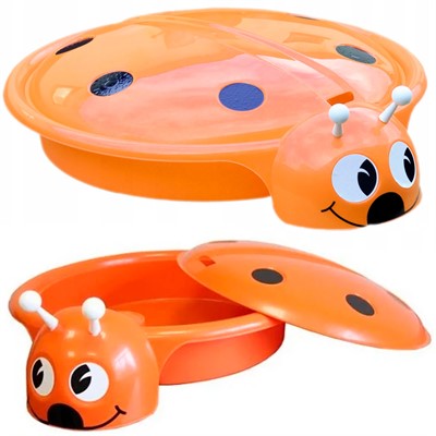 Песочница-бассеин Божья коровка с крышкой, оранжевая Пл-С203 - фото 69872240
