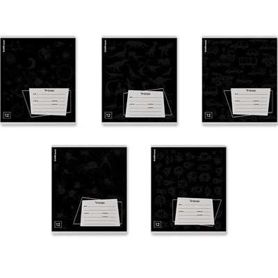 Тетрадь 12 л. линейка ErichKrause Black Pattern 60535 - фото 69872783