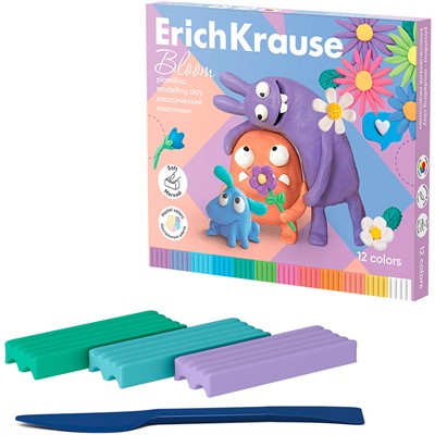 Пластилин 12цв со стеком Jolly Friends Pastel Bloom 61354 /Erich Krause/. - фото 69872808