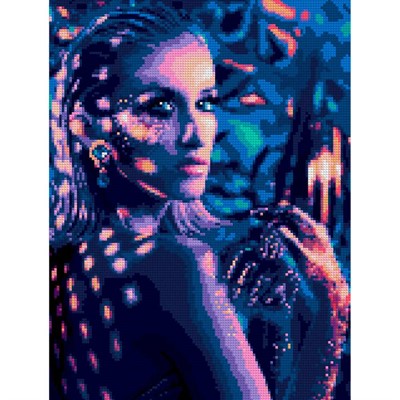 Набор для творчества Алмазная мозаика 30*40 см Девушка в неоне Ам-159 LORI - фото 69873079
