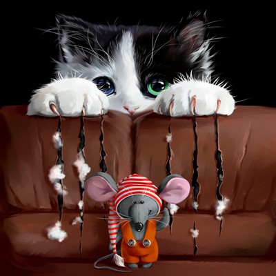 Набор для творчества Роспись по холсту 40х40 см Лапки-царапки Х-5647 - фото 69873277