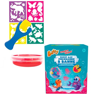 Набор для рисования в ванной с мыльной краской, роликом и трафаретом D0230-C - фото 69873313