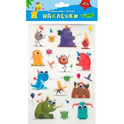 Наклейки с подвижными глазками "Монстрики" С3749-10 - фото 69873807