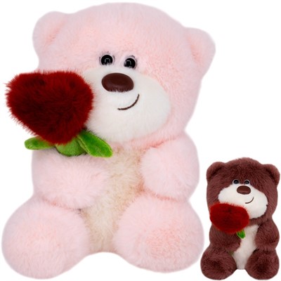 Мишка 24 см с сердечком FG241101080N-3 цвет в ассортименте - фото 69875570