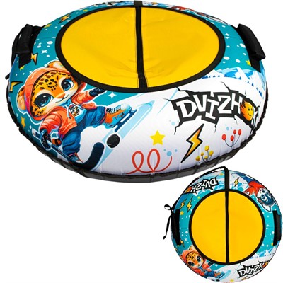 Тюбинг для катания 90 см Dvizhok Оксфорд лео и волк молния на клапане + камера + коробка - фото 69876492