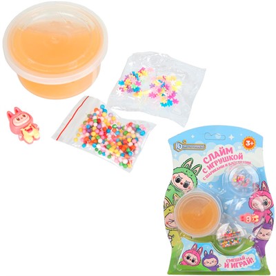 Игрушка Слайм с игрушкой, шариками, блестками IQ Эксперимент F140211SL-25 - фото 69876604