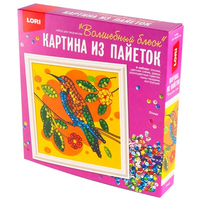 Набор для творчества Картина из пайеток 20*20 см "Птица" Ап-051 Lori - фото 69876687