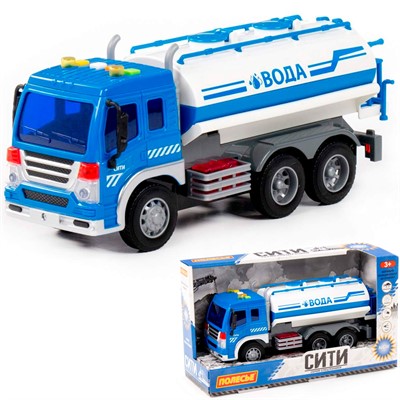 Автомобиль Сити поливочный, инерционный со светом и звуком синий в коробке 89755 П-Е /8/ - фото 69877767