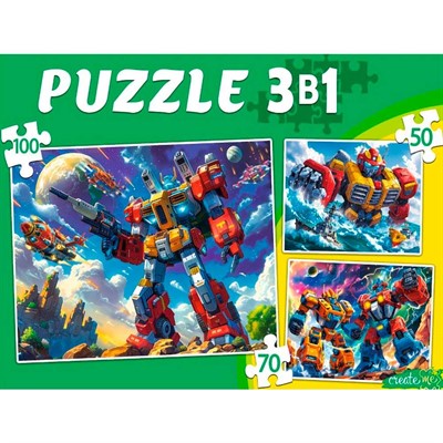 Пазл 3в1 МИР ТРАНСФОРМЕРОВ №14 50,70,100 эл. П-8446 - фото 69878022