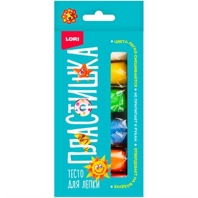 Набор для творчества Пластишка. Тесто для лепки 6 цв по 30 гр Тдл-048 Lori - фото 69878488