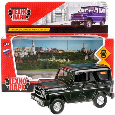 Модель HUNTER-BK UAZ HUNTER черный Технопарк  в коробке - фото 69878926