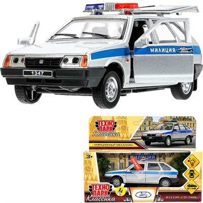 Модель 2109-12SLPOL-GY ваз-2109"спутник МИЛИЦИЯ 12 см, двери, багаж, инерц, сереб Технопарк  в кор. - фото 69879002