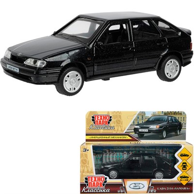 Модель 2114-12-BK-WOD LADA -2114 "SAMARA", 12 см, двери, багаж, инерц., черный Технопарк  в кор. - фото 69879030