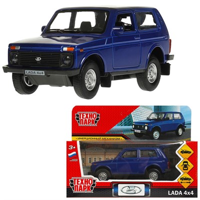 Модель LADA4X4-12-BU LADA 4x4 12 см, двери, багаж, инерц, синий Технопарк  в кор. - фото 69879099