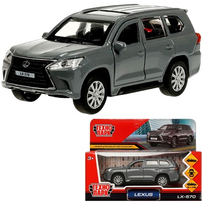 Модель LX570-12-GY LEXUS LX-570 длина 12 см, двери, багаж, инерц, серый Технопарк в коробке - фото 69879260