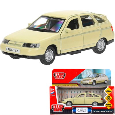 Модель 2112-12-BG ВАЗ-2112 12 см, двери, багаж, бежевый Технопарк  в коробке - фото 69879303
