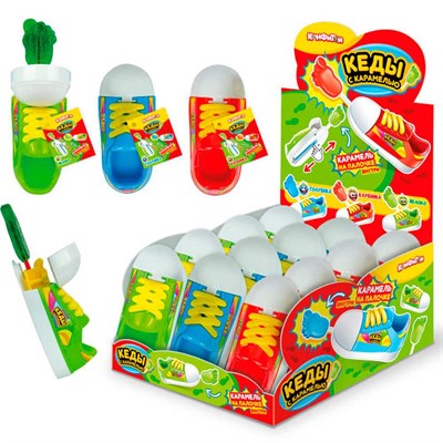 КЕДЫ с карамелью на палочке внутри 10г цена за 1 шт (12 шт в упак) КТ95157 - фото 69879356