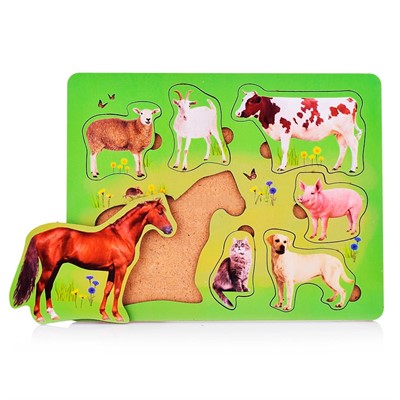 Деревянный Рамка вкладыш "Домашние животные" РИ-004 - фото 69879867