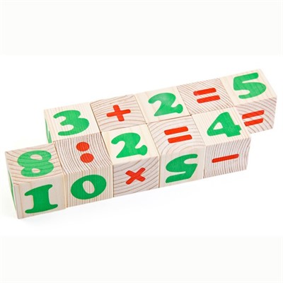 Деревянные кубики 12шт Цифры 1111-3 - фото 69880091