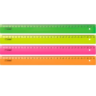 Линейка пласт. 30 см цветная - фото 69880138