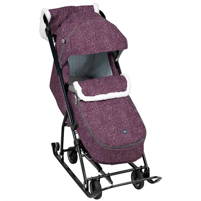 Санки коляска Наши детки 6 НДТ6/6 баклажановый с полосками /Ника/ - фото 69880379