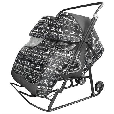 Санки коляска Близняшки Олени на черном.Полярная ночь - фото 69880536