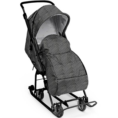 Санки коляска Наши детки НДТ3-1К/МГ мокко графический /Ника/ - фото 69880868