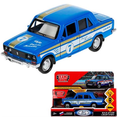 Модель 2106-12SLSRT-BU ВАЗ-2106 Жигули Спорт синий Технопарк в коробке - фото 69881172