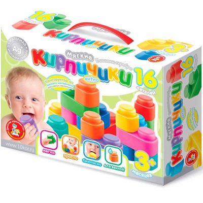 Конструктор Мягкие кирпичики extra.16 дет. с ионами серебра 04061 - фото 69881216