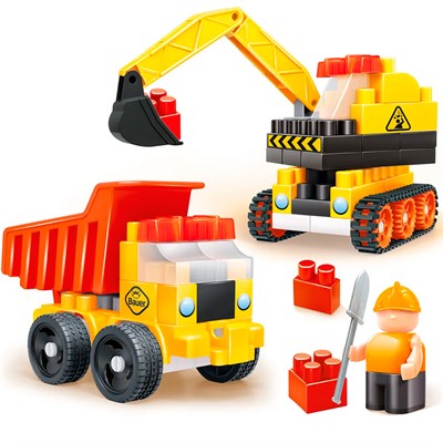 Конструктор Bauer 1090 Стройка техника экскаватор, самосвал 3+ - фото 69882098