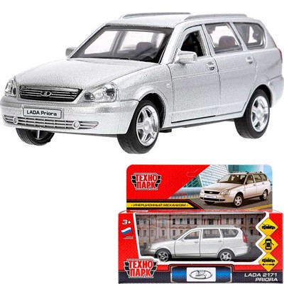 Модель PRIORAWAG-12-SR LADA PRIORA 12 см, двери, багаж, инерц, серебристый Технопарк  в кор. - фото 69882222