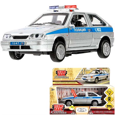 Модель 2113-12SLPOL-SR свет-звук ваз-2113 12 см, двери,ПОЛИЦИЯ серебристый Технопарк  в кор. - фото 69882326