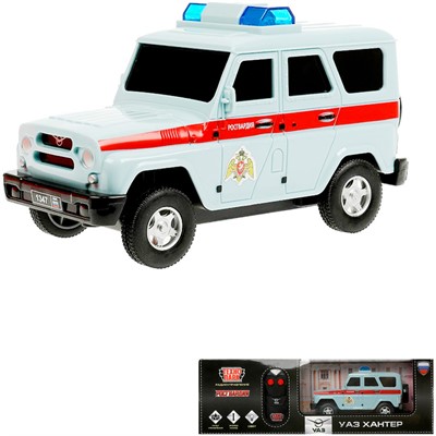 Машина на радиоуправлении HUNTER-15RCROS-GY УАЗ ХАНТЕР РОСГВАРДИЯ 15 см, свет, серый Технопарк в кор /36/ - фото 69882334