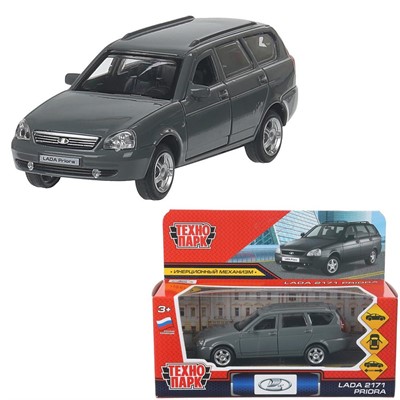 Модель PRIORAWAG-12-DGR LADA PRIORA длина 12 см, двери,багаж,инерц,темно-серый Технопарк в кор. - фото 69882895