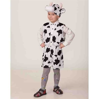 Карнавальный костюм Бычок Пёстрый черно-белый р.110-56 /плюш/Батик/ - фото 69883815