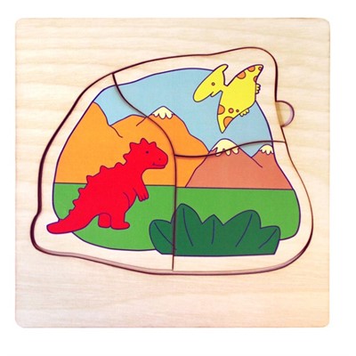 Деревянный пазл Мир динозавров многоуровневый IG0144 - фото 69886717