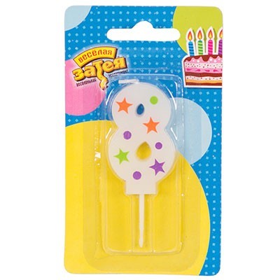 Свеча цифра "8" Звезды 5см 1502-4232 - фото 69887245