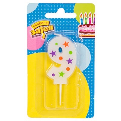 Свеча цифра "9" Звезды 5см 1502-4233 - фото 69887246